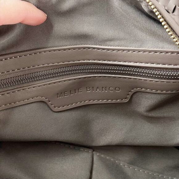 Melie Bianco Anthropologie Brigitte Woven Satchel Shoulder Bag Purse Gray - Picture 8 of 10